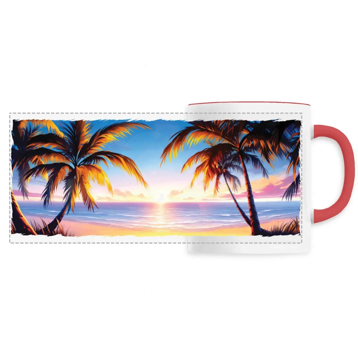 Mug design la plage au coucher du soleil - Cafétoile