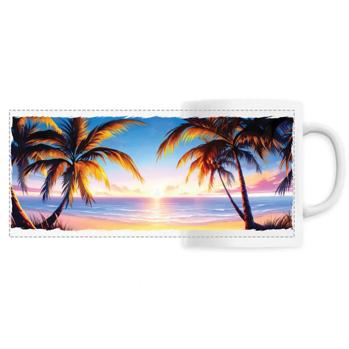 Mug design la plage au coucher du soleil - Cafétoile