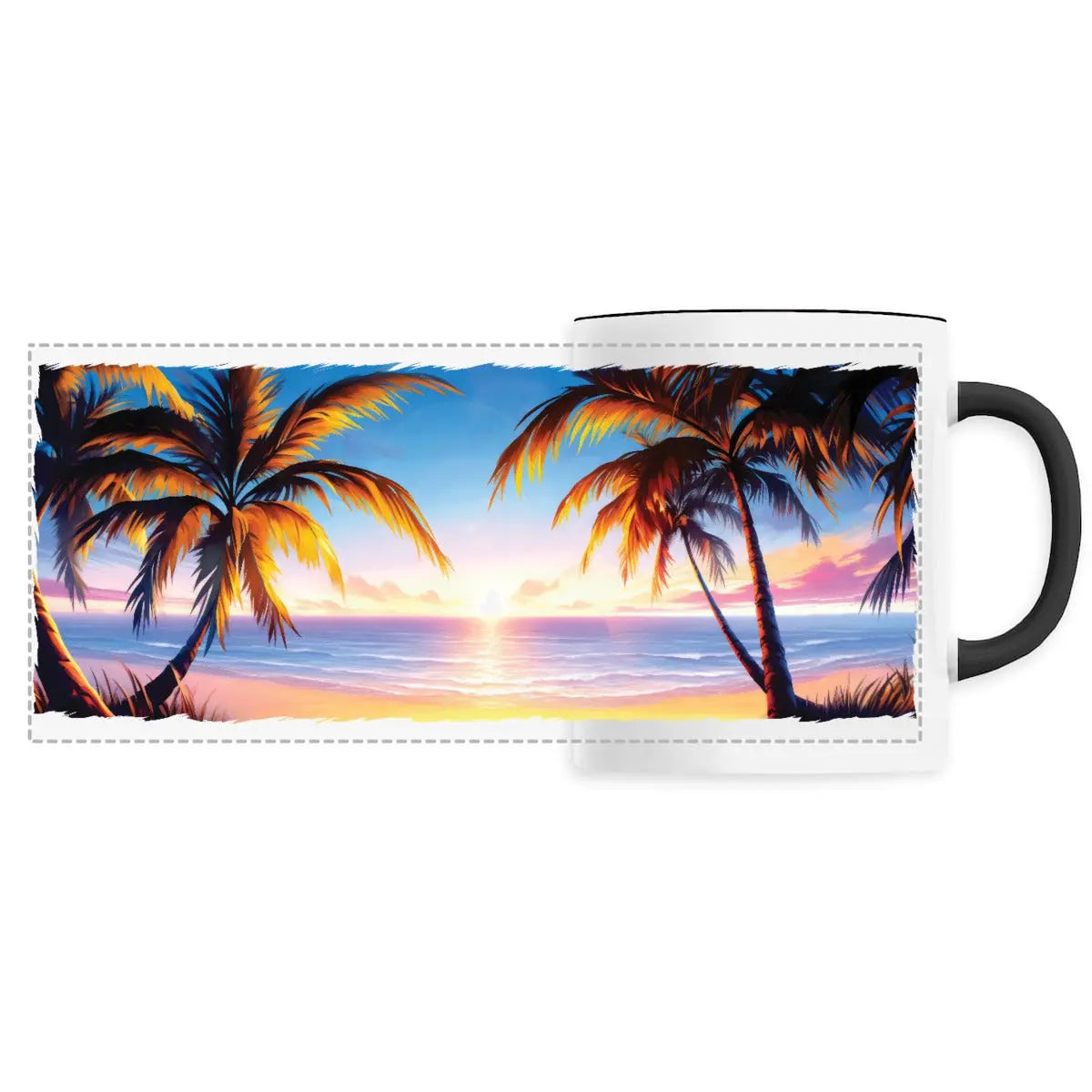 Mug design la plage au coucher du soleil - Cafétoile