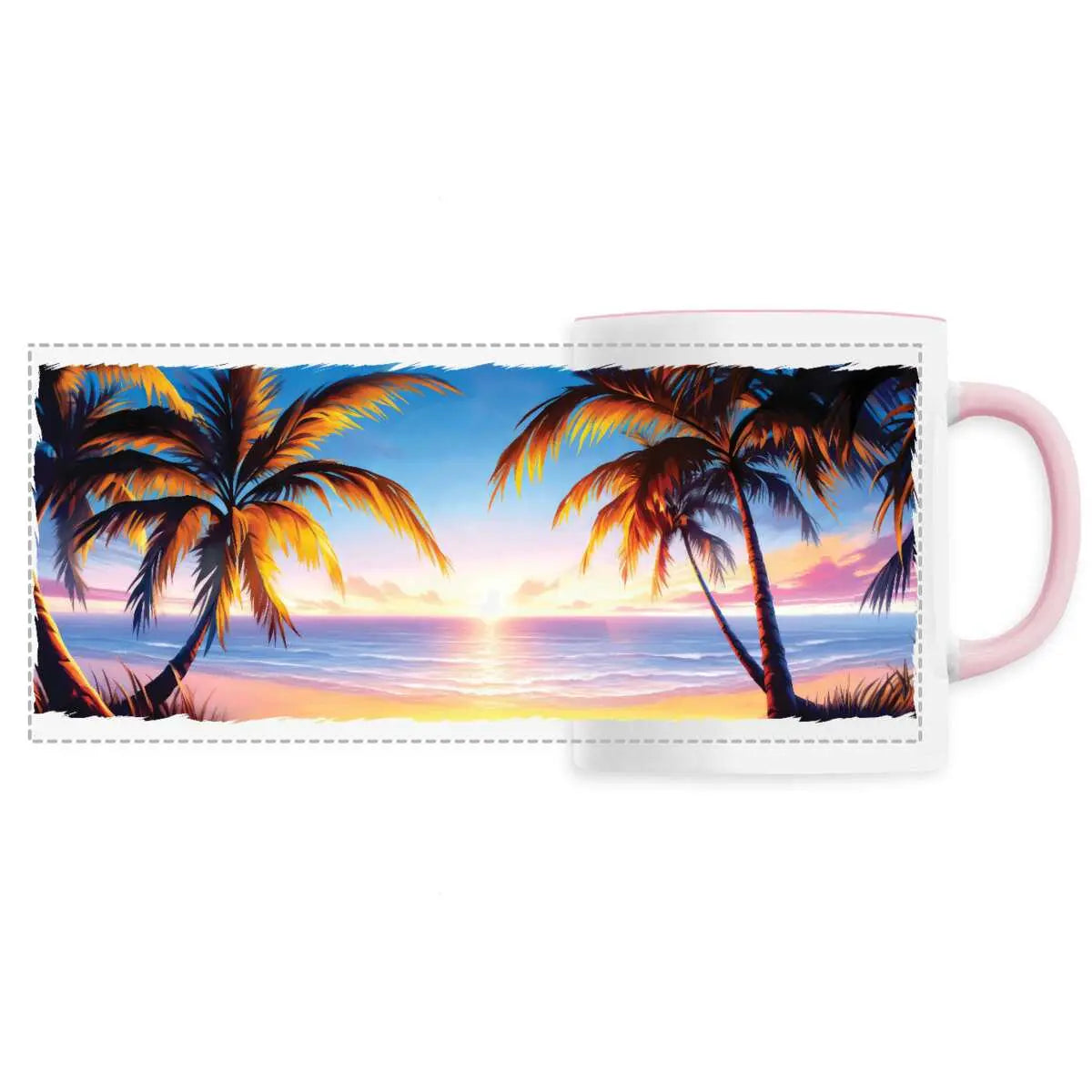 Mug design la plage au coucher du soleil - Cafétoile