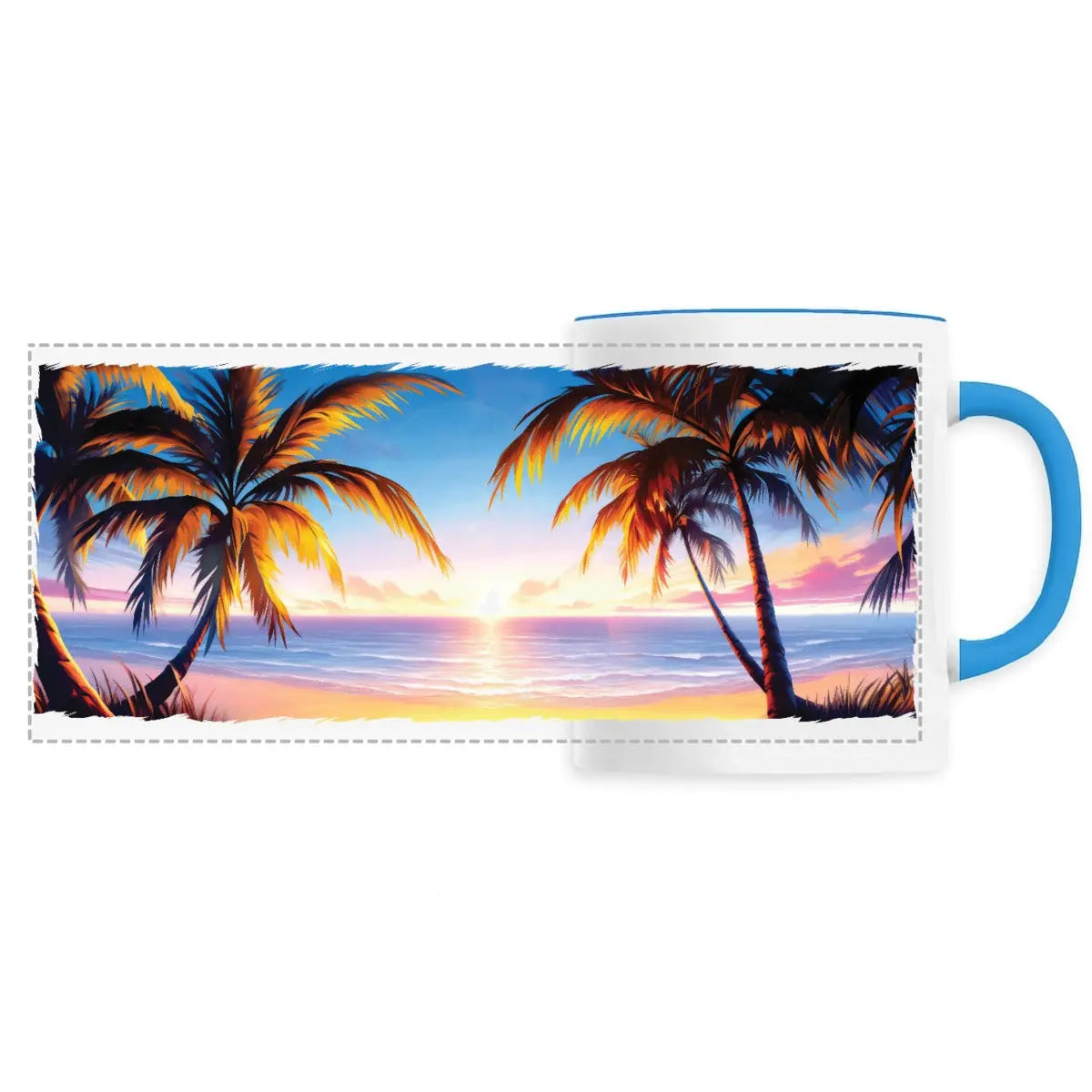 Mug design la plage au coucher du soleil - Cafétoile