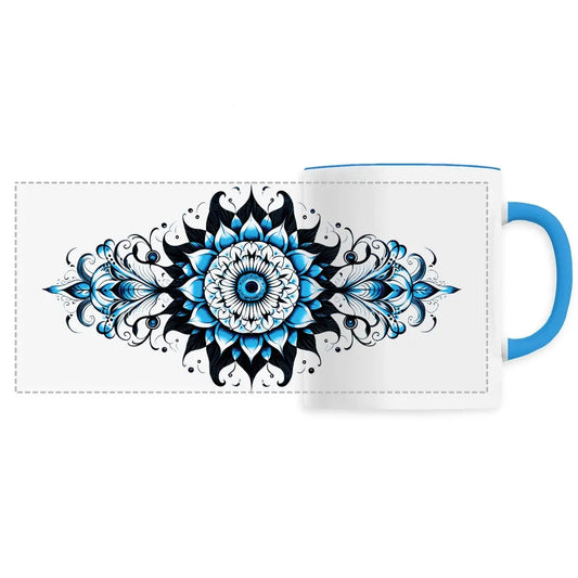 Mug design long mandala bleu