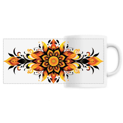 Mug design long mandala jaune-orange