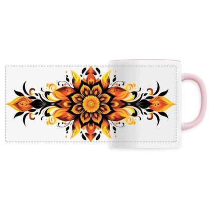 Mug design long mandala jaune-orange