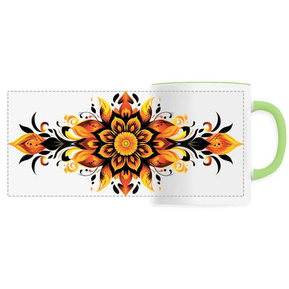 Mug design long mandala jaune-orange