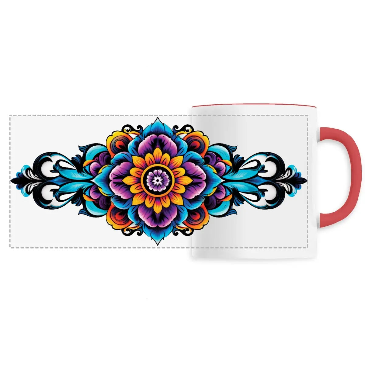 Mug design long mandala multicolore