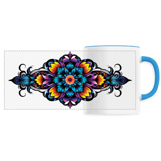 Mug design long mandala multicolore