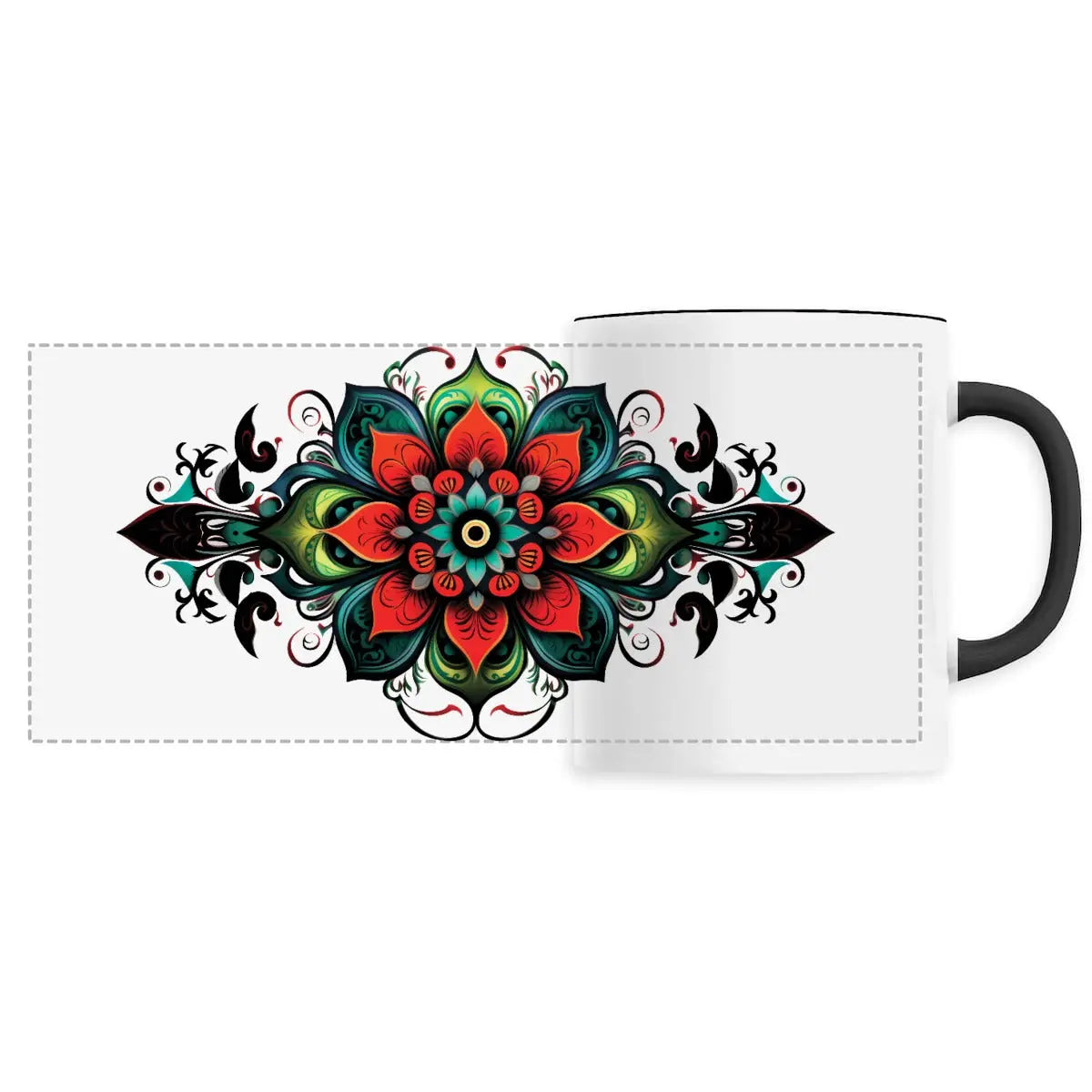 Mug design long mandala multicolore