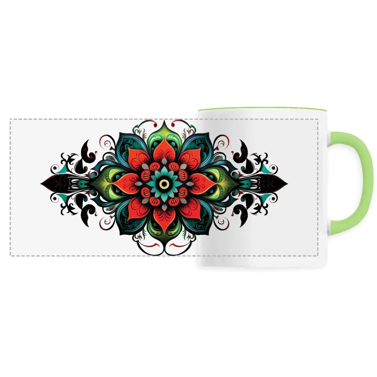 Mug design long mandala multicolore