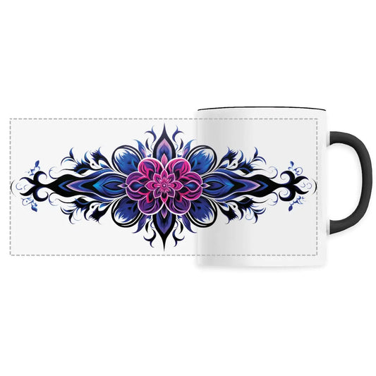 Mug design long mandala rose-bleu