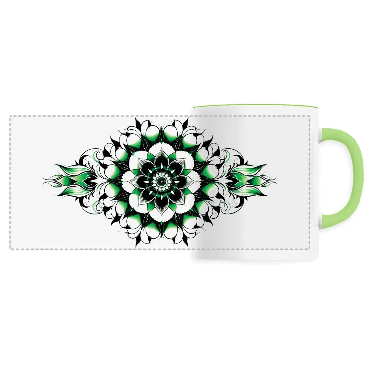 Mug design long mandala vert