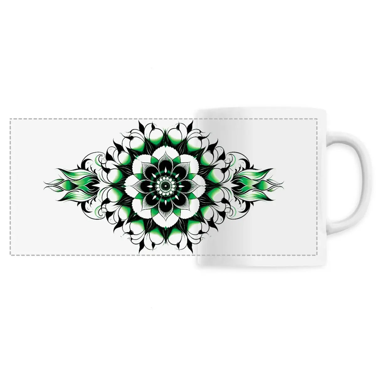 Mug design long mandala vert