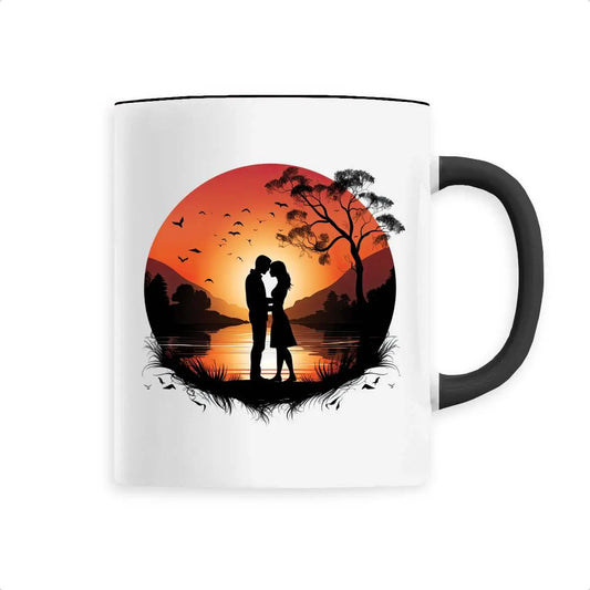 mug design un couple au coucher de soleil - Cafétoile