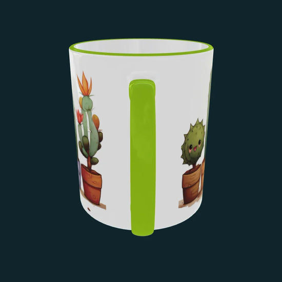 Vidéo d'un mug qui tourne sur lui même avec le design "Cactus en pot"