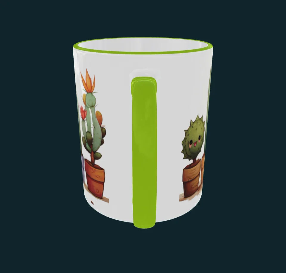 Vidéo d'un mug qui tourne sur lui même avec le design "Cactus en pot"