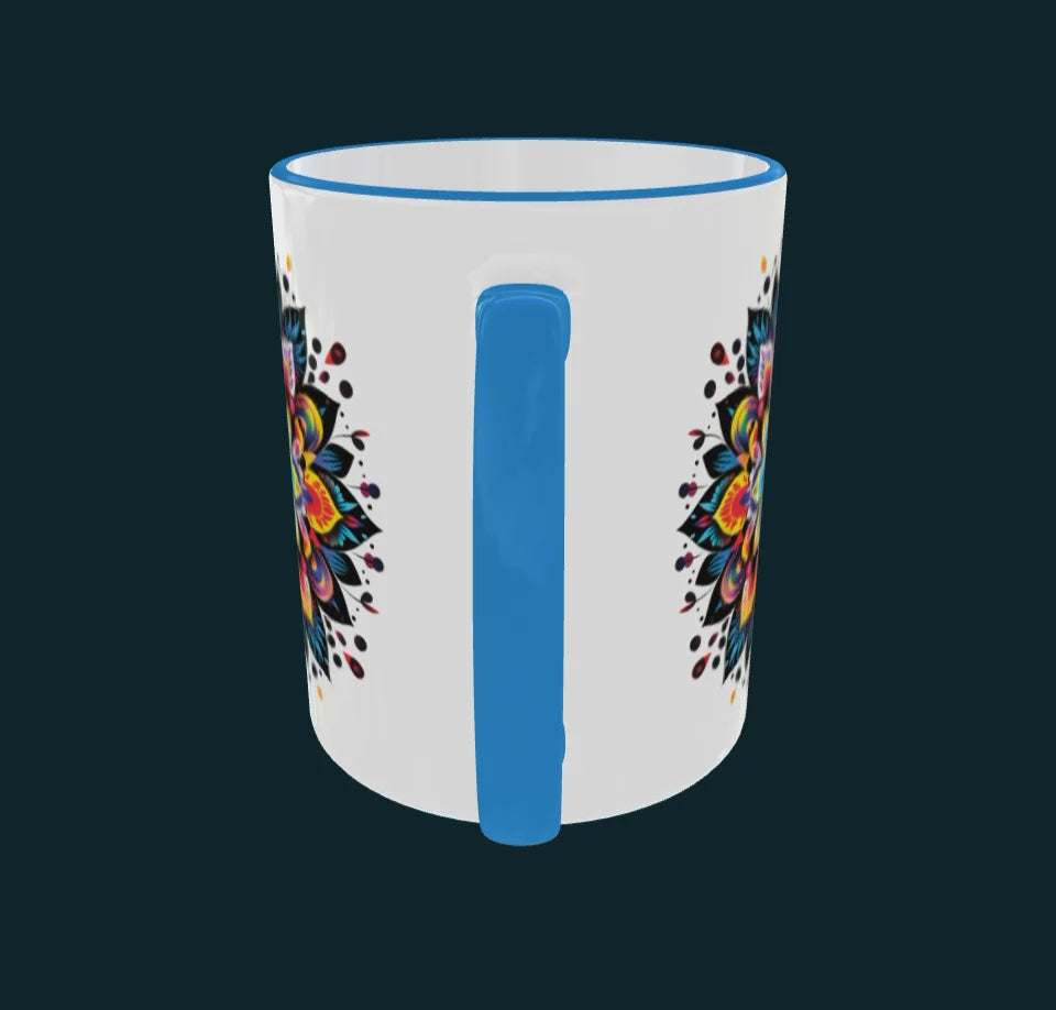 Vidéo d'un mug qui tourne sur lui même avec le design "Mandala multicolore"