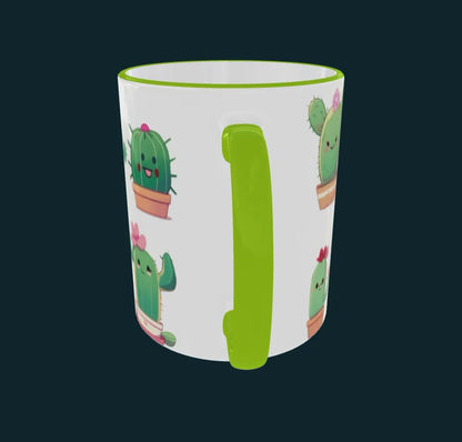 Vidéo d'un mug qui tourne sur lui même avec le design "Mignon cactus en pot"