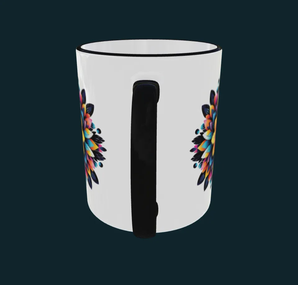 Vidéo d'un mug qui tourne sur lui même avec le design "Mandala multicolore"