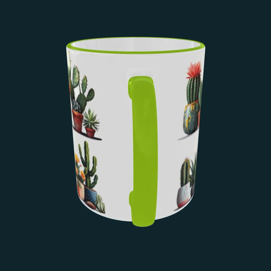 Vidéo d'un mug qui tourne sur lui même avec le design "Cactus en pot"