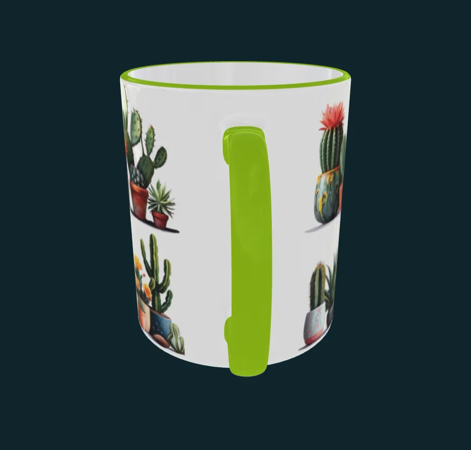 Vidéo d'un mug qui tourne sur lui même avec le design "Cactus en pot"